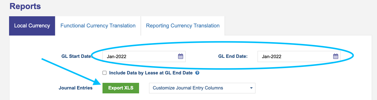 GL date range