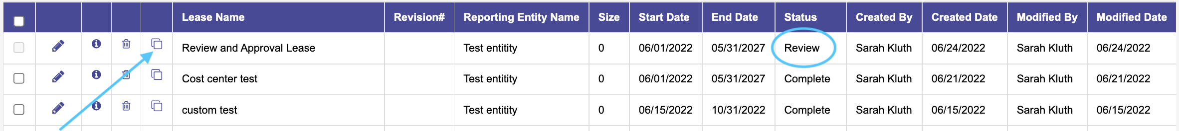 Lease dashboard